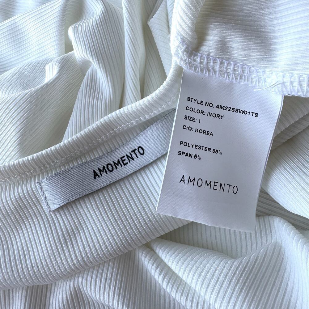 AMOMENTO White Ribbed Cut-out Back T-Shirt - Picture 8 of 10